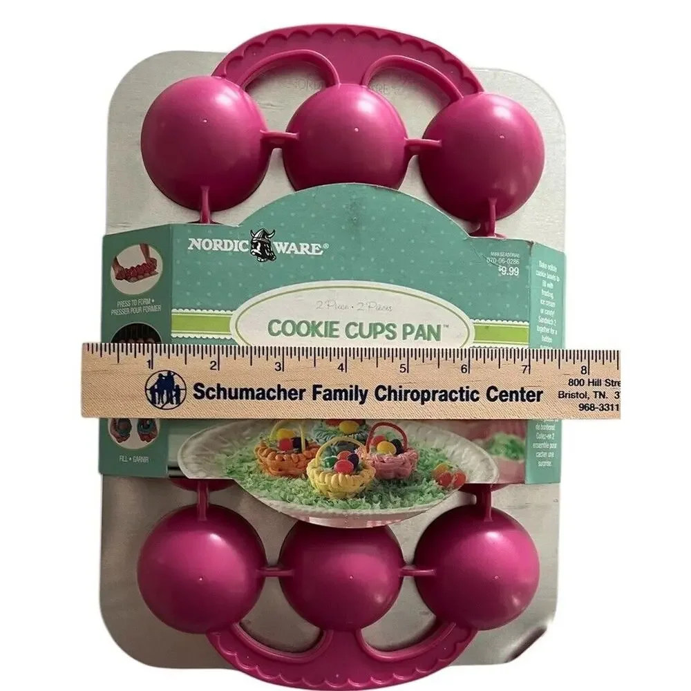 NEW Nordic Ware Cookie Cups Pan 2 Piece Pink Molds Metal Pan Baking Cooking FLAW